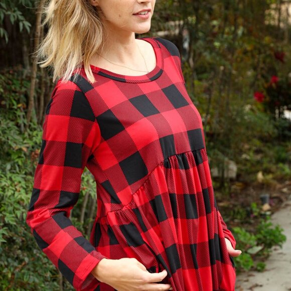 New Plaid Babydoll Midi Swing Dress with Pockets Size 3x - Picture 4 of 8